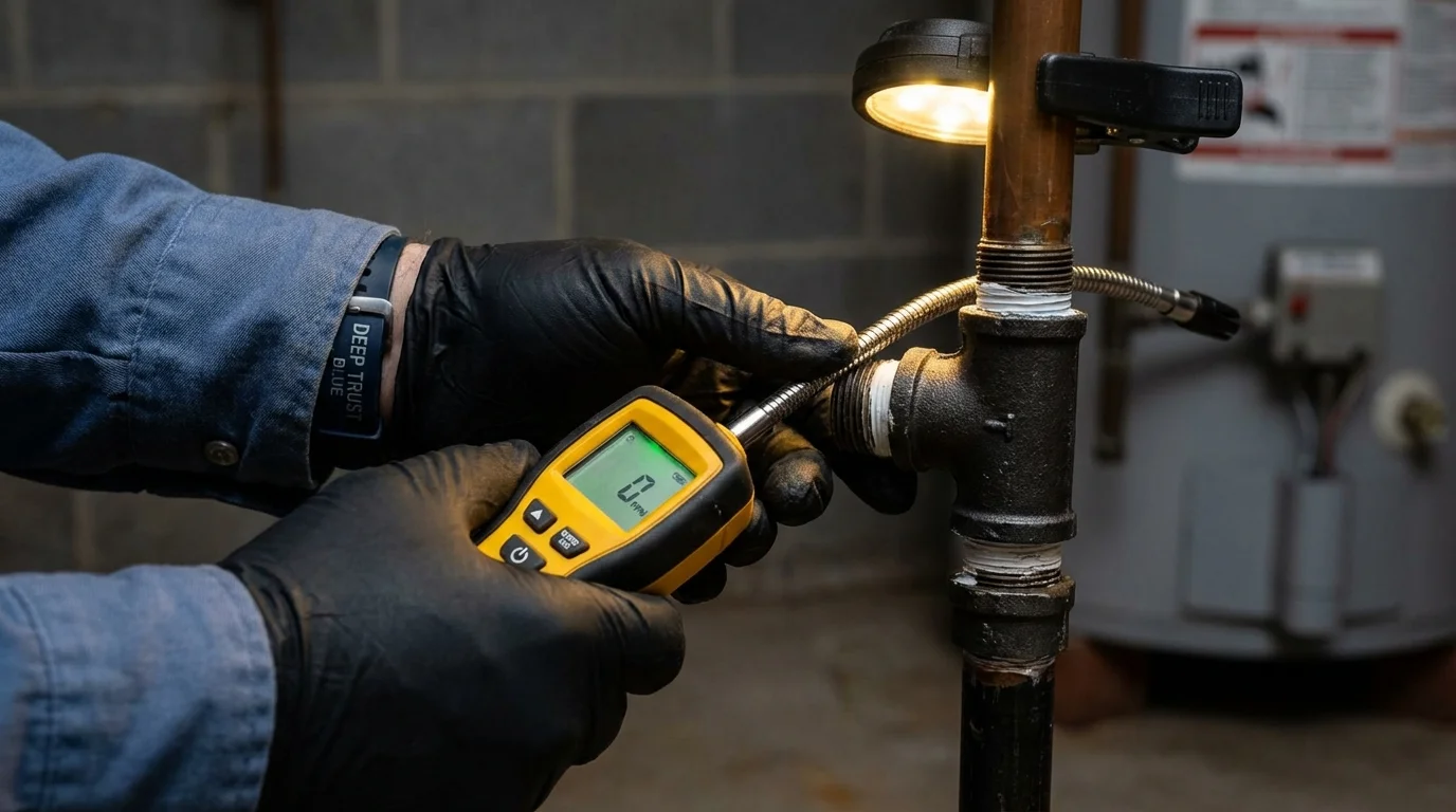 Gas leak detection with electronic sniffer by Johns Plumbing LLC in Glasford